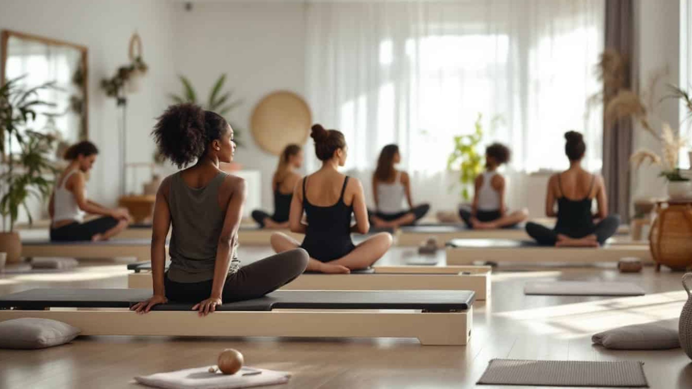 mujeres en una clase de pilates